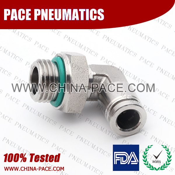 G Thread Male Elbow Stainless Steel Push-In Fittings, 316 stainless steel push to connect fittings, Air Fittings, one touch tube fittings, all metal push in fittings, Push to Connect Fittings, Pneumatic Fittings